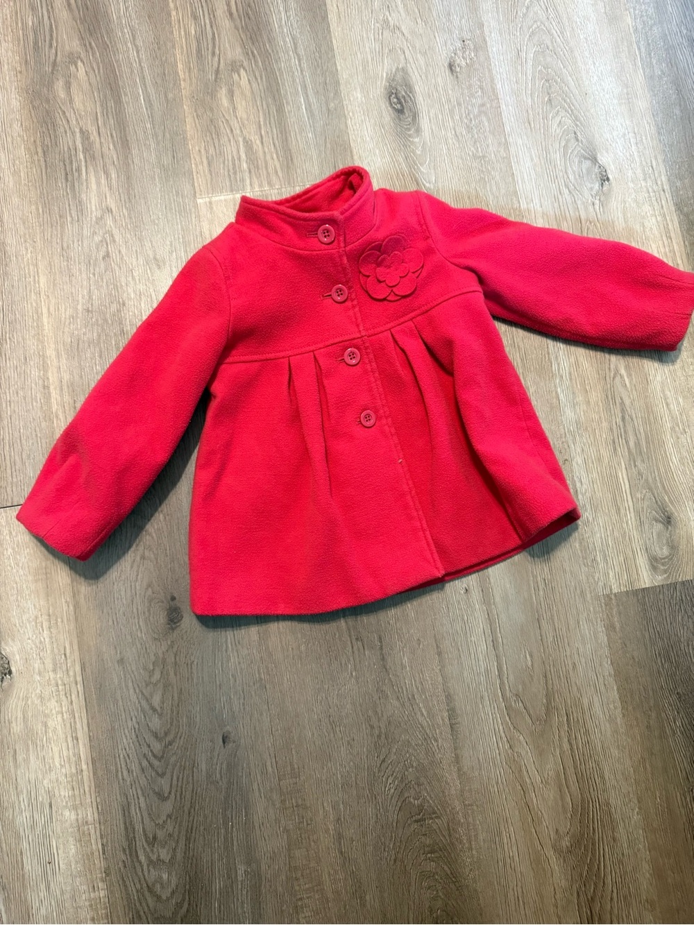 GAP Girls Red Floral Appliqué Pea Coat